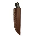 elTORO Buffalo Horn - Damascus - Hunting Knife - 10cm - incl. Leather Sheath