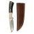 elTORO Buffalo Horn - Damascus - Hunting Knife - 10cm - incl. Leather Sheath