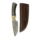 elTORO Buffalo Horn - Damascus - Hunting Knife - 10cm - incl. Leather Sheath