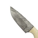 elTORO Buffalo Horn - Damascus - Hunting Knife - 10cm - incl. Leather Sheath