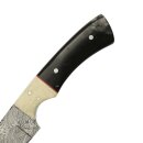 elTORO Buffalo Horn - Damascus - Hunting Knife - 10cm - incl. Leather Sheath