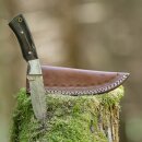 elTORO Steel Horn - Damascus - Hunting Knife - 10cm - incl. Leather Sheath