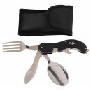 FOXOUTDOOR Pocket Knife Cutlery Set - 4 in 1 - black - divisible