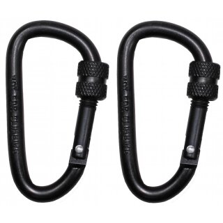 MFH Karabiner - Schraubverschluss - Ø 6mm x 6cm - 2er Pack -schwarz